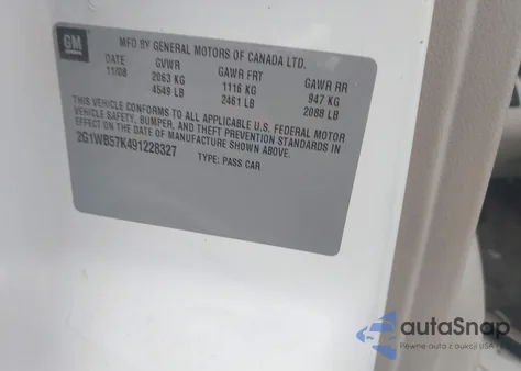 2009 Chevrolet Impala Ls from USA, damaged, VIN 2G1WB57K491228327